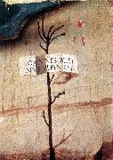 BELLINI, Giovanni Small Tree with Inscription (fragment) oil on canvas